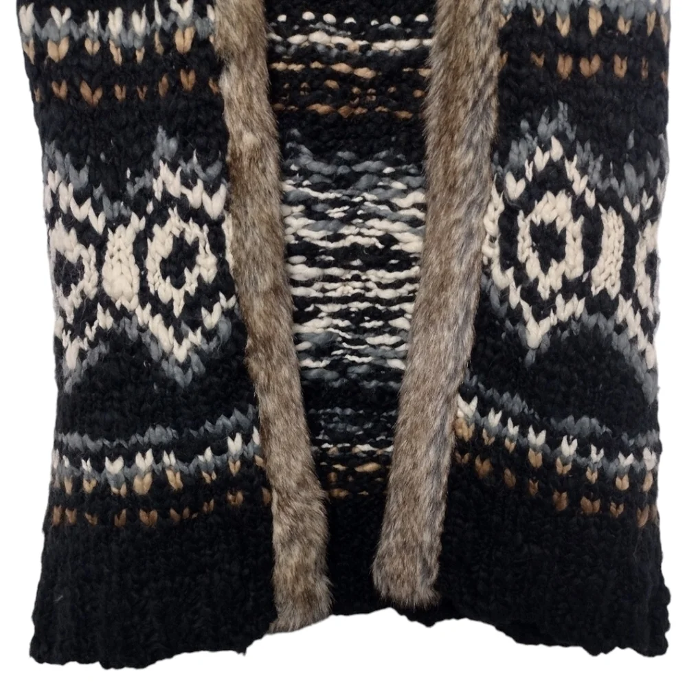 S.Oliver Knit Faux Fur Trim Open Front Cardigan